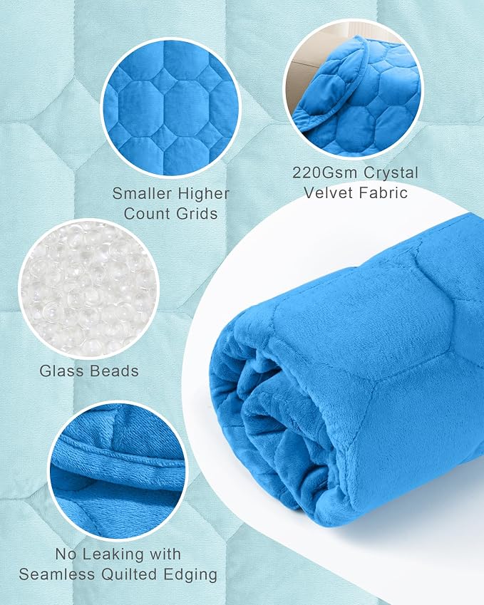Cottonblue Small Weighted Lap Blanket 7lbs for Adults Teens 24"x29", Cozy | Soft Crystal Velvet Weighted Blanket Pad, Washable Portable Mini Travel Blankets for Relaxation All Season Used, Dark Blue
