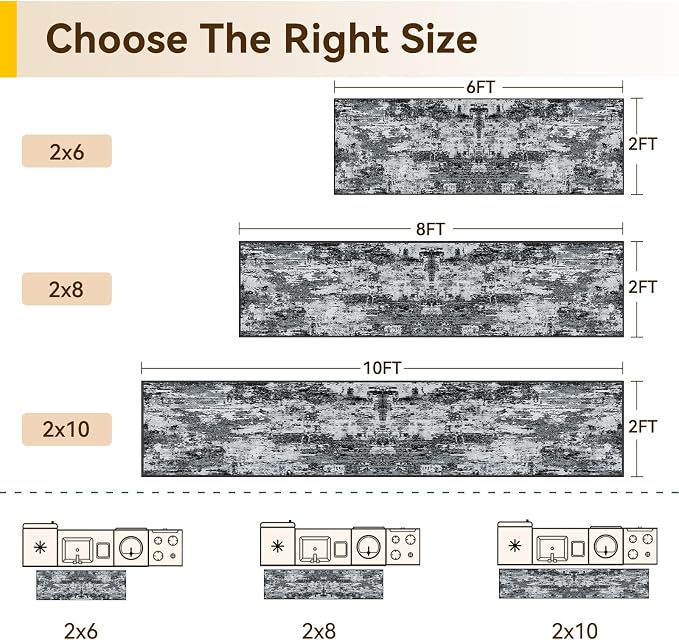 RELEANY Washable Runner 2'x8' Abstract Area Rug for Hallway Black White | Carpet for Kitchen, Entryway, Bathroom, Living Room, Bedroom, Printed Pattern, Non‑Slip, Soft, Stain‑Resistant, Easy to Clean