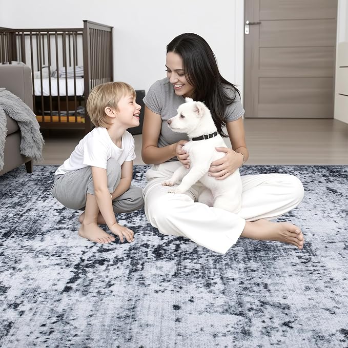 3x14 Washable Runner Rug：Modern Abstract Kitchen Carpet Black | For Hallway, Bedroom, Kitchen, Laundry, Bathroom,Door Mat,Modern Abstract,Machine washable,Non-Slip,Stain Resistant,Indoor
