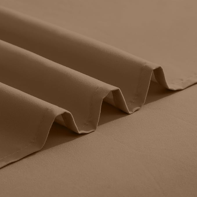 Elegant Comfort Luxurious 1500 Premium Hotel Quality Microfiber Three Line Embroidered Softest 4-Piece Bed Sheet Set, Wrinkle and Fade Resistant, King, Taupe