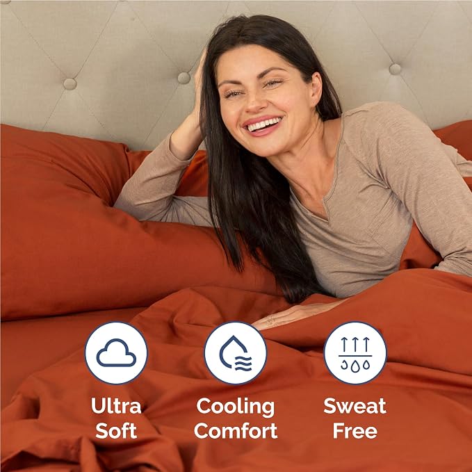 Full Size 4 Piece Sheet Set - Breathable & Cooling Sheets - Terracotta | Hotel Luxury Bed Sheets for Women & Men, Deep Pockets, Easy-Fit, Extra Soft and Wrinkle Free Sheets, Oeko-Tex Bed Sheet Set