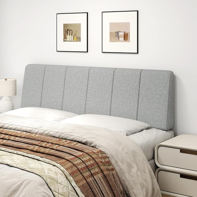 Queen Size Headboard Only-No Assembly Required, Light Gray | Easy to use no assembly required, Linen fabric and extra-thick foam for added comfort, Modern style headboard queen size