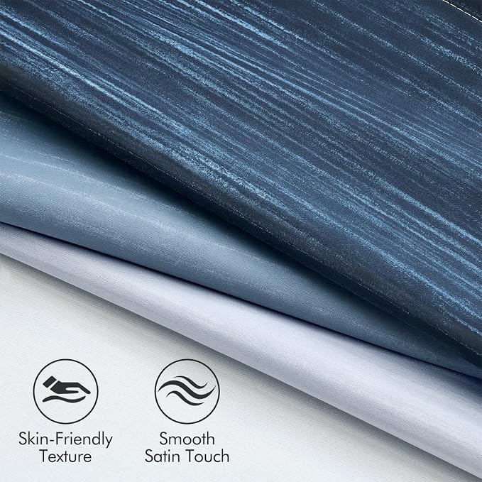 MIULEE Royal Blue and Greyish White Ombre Blackout Curtains 52Wx72L | Full Room Darkening,Thermal Insulated,72 Inch Long,Grommet Drapes for Bedroom/Living Room,Modern Window Treatments,Set of 2