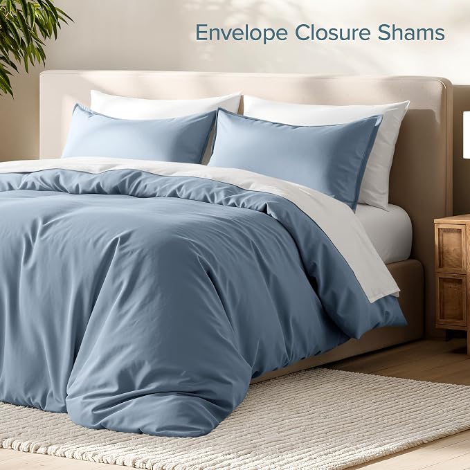 Bare Home Duvet Cover Set 1800 Ultra-Soft (California King, Dusty Blue) | Lightweight, Cooling, Breathable, Premium 1800 Ultra-Soft, All-Season