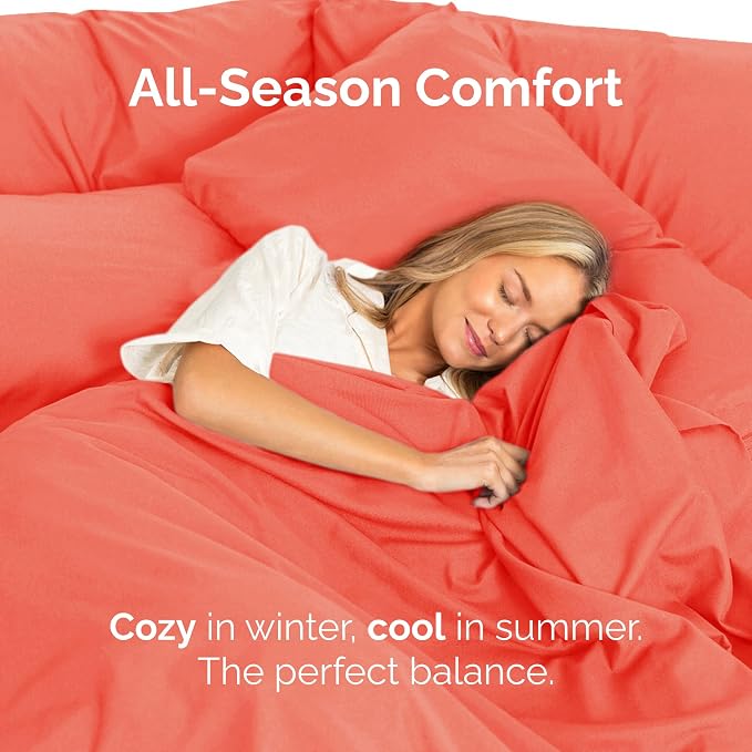 Cal King Flat Sheet - Single Top Flat Sheet Only - Soft & Cooling - Coral | Hotel Luxury Top Flat Sheet Only, Ultra-Soft, Breathable & Cooling, Fade & Wrinkle Free, Easy-Care, Stain & Shrink Resistant