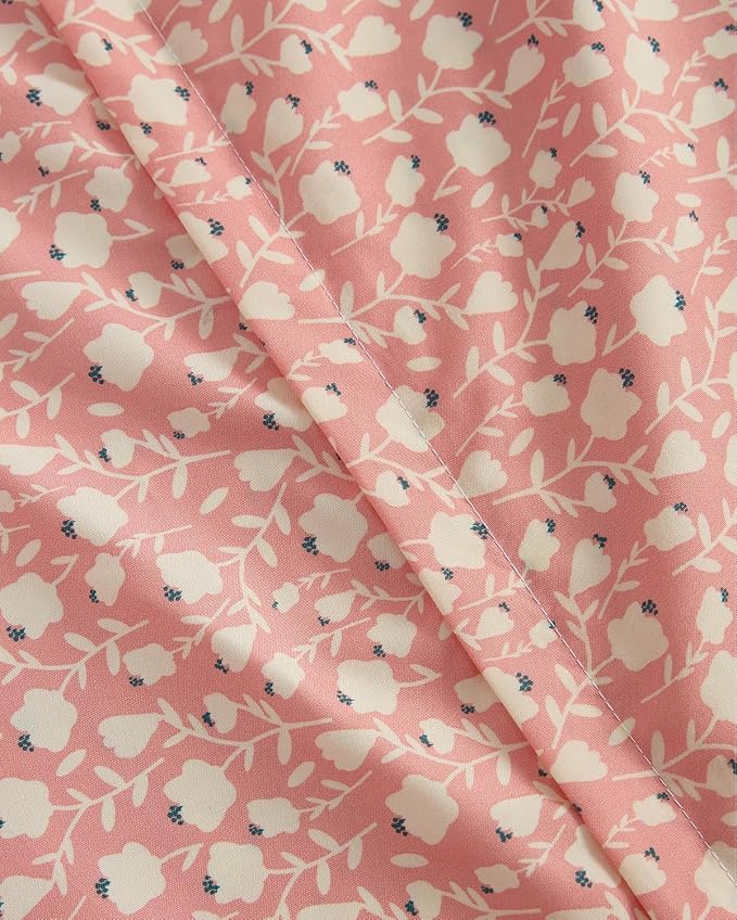Duvet Cover King Size - Soft Floral Duvet Cover - 3 Piece - Pinkfield | Soft Floral Duvet Cover 104 x 90 with 2 Pillow Shams, Zipper Closures & Ties, Floral Bedding for Women, Men, Kids & Teens