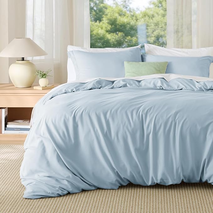 Bedsure Oversized King Duvet Cover, Double Brushed Bedding Set, Light Blue | For Kids & Adults, 120"x98" Comforter Cover, Hotel Luxury, All Season, Breathable, Easy Care, Lightweight, Zipper Closure