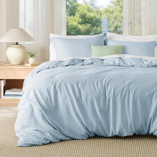 Bedsure Oversized King Duvet Cover, Double Brushed Bedding Set, Light Blue | For Kids & Adults, 120"x98" Comforter Cover, Hotel Luxury, All Season, Breathable, Easy Care, Lightweight, Zipper Closure