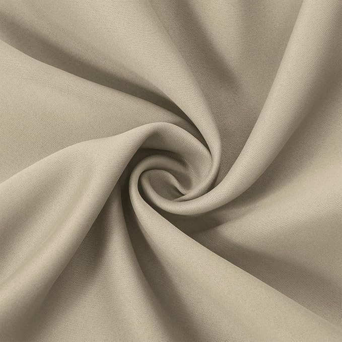 Beige Thermal Blackout Curtains/52 x 54 Inch/Set of 2 Panels Room Darkening Curtains for Bedroom