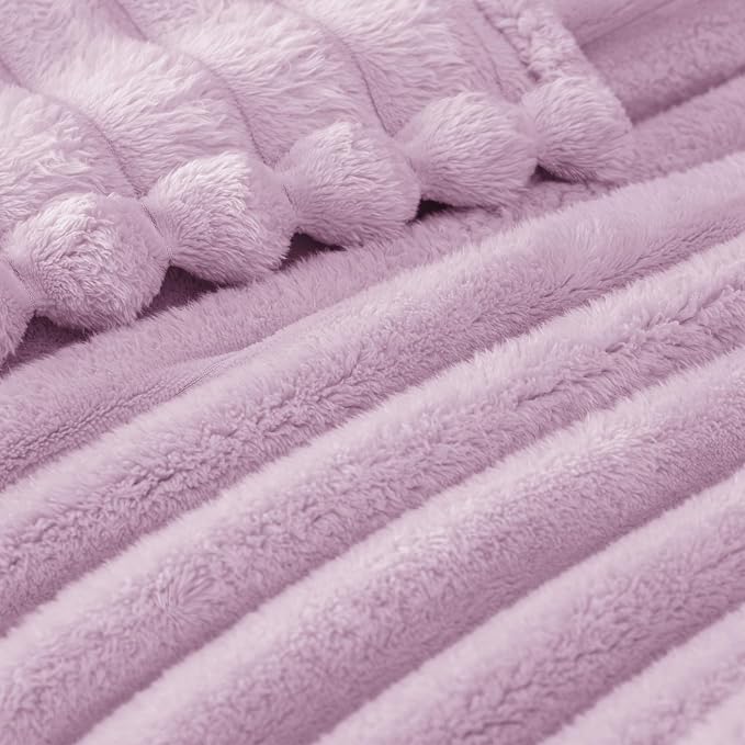 Exclusivo Mezcla Striped King Size Fleece Blanket for Bed, Couch, 90"x104" | Soft Breathable Cozy Bed Blankets, Lightweight Plush Fluffy Fuzzy Jacquard Decorative Blankets