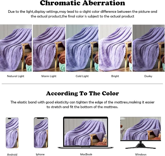 NEWCOSPLAY 3D Waffle Checkered Flannel Twin Blanket, Lavender, 60"x80" | Super Soft Cute Lightweight Decorative Premium Silky Fleece Blanket for Couch Sofa Bed, Gift for Women Men, All Season Use