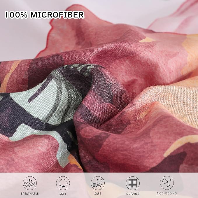 Yogeneg King Size Comforter Set 7 Piece Bed in a Bag,Elegant Floral Botanical Pattern Pink Bedding Set,Soft Microfiber Comforter with Sheet Set,All Season Bed Set(Blush Floral,King)