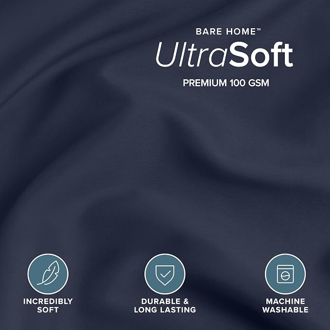 Bare Home Duvet Cover Set 1800 Ultra-Soft (King, Midnight Blue) | Lightweight, Cooling, Breathable, Premium 1800 Ultra-Soft, All-Season