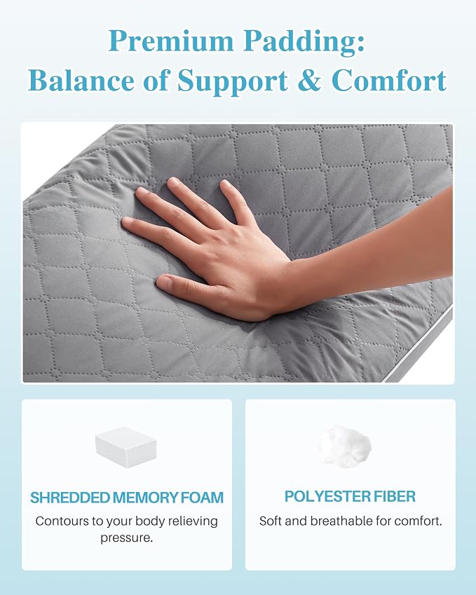 YZ HOME Long Body Pillow for Adults - Firm Body Pillow Insert | Body Pillow Insert with Shredded Memory Foam,Adjustable Height,Soft Support for Side Sleeper,Washable (Grey, 20x54'')