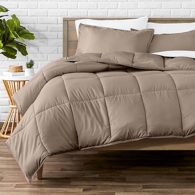 Bare Home Comforter Set - 1800 Ultra Soft (Oversized King, Taupe) | All-Season, Breathable, Hypoallergenic, Premium 1800, Warm, Cozy