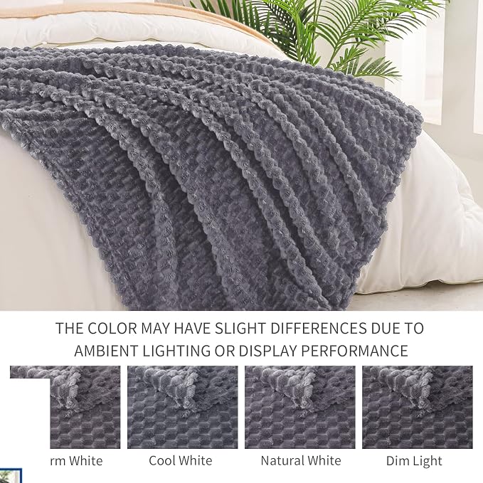 Exclusivo Mezcla 3D Fleece California King Blanket for Bed, Grey | Oversized Soft Fuzzy Plush Lightweight Bed Blankets, Cozy Fluffy Decorative Blankets for All Seasons, 120x120 Inches