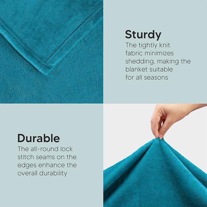Utopia Bedding Soft Fleece Bed Blanket Twin Size Turquoise (90x66 Inch) | Microfiber Plush Warm Lightweight Breathable Cozy Blanket Anti-Static, All Season Use, Gift for Women and Men