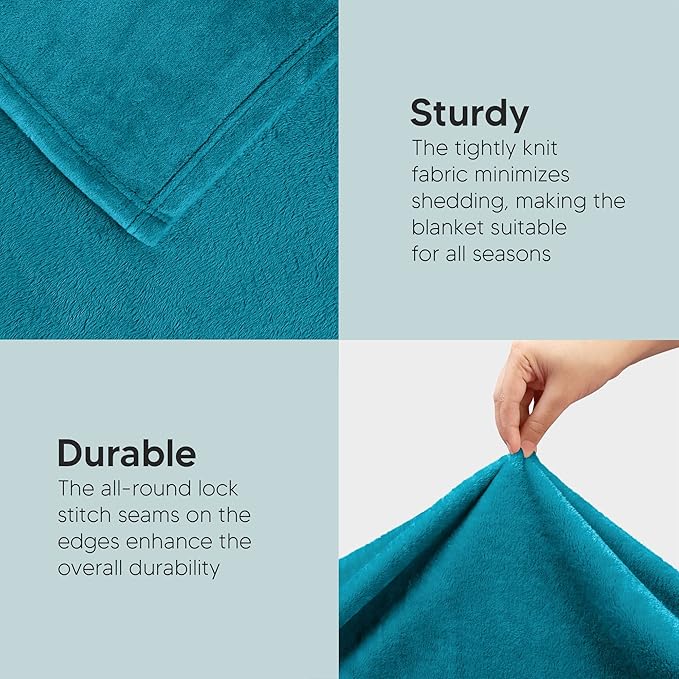 Utopia Bedding Soft Fleece Bed Blanket Queen Size Turquoise (90x90 Inch) | Microfiber Plush Warm Lightweight Breathable Cozy Blanket Anti-Static, All Season Use, Gift for Women and Men