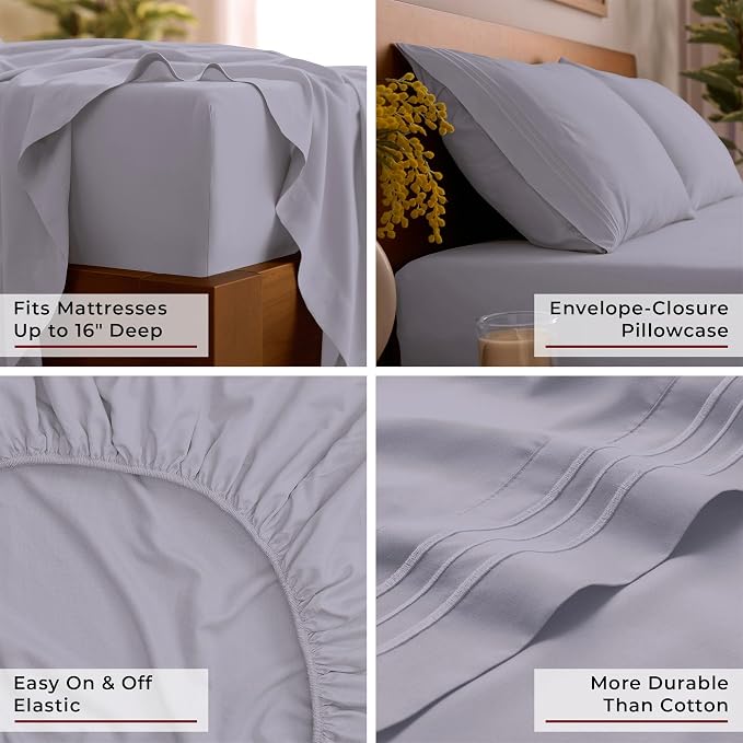 Mellanni Iconic 4-Piece, Ultra Soft Sheet Set (Full, Lavender) | 10M+ Sleepers. Lab-tested: Sleeps Cool, Stays Bright, Strong, Smooth. Good Housekeeping Best Bedding, 7 yrs running.