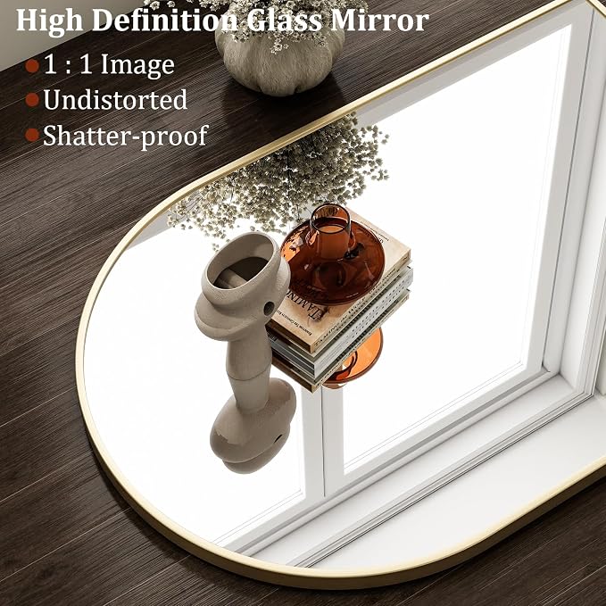 HARRITPURE 22"x30" Arched Bathroom Mirror Wall Mounted Gold Arch Mirror | Vanity Aluminum Alloy Frame Arch Wall Mirror for Living Room, Bedroom, Entryway