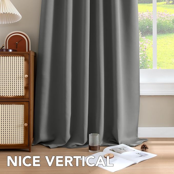 H.VERSAILTEX Blackout Curtains Thermal Insulated Window Treatment Panels Room Darkening Blackout Drapes for Living Room Back Tab/Rod Pocket Bedroom Draperies, 52 x 72 Inch, Bluish Gray, 2 Panels