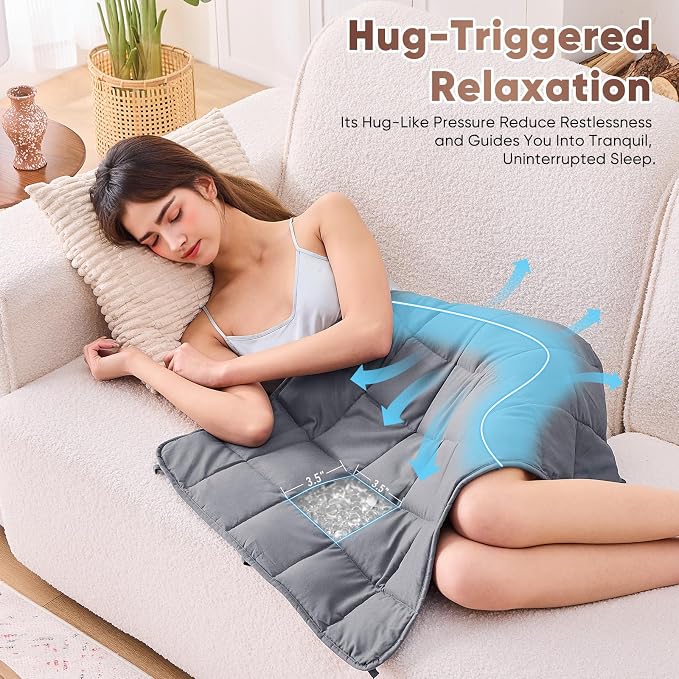 Weighted Blanket for Adults 5lbs, 29"x33", Cooling Heavy Throw Blanket, Microfiber Soft Big Blankets Weighted Comforter, Grey