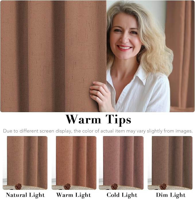 H.VERSAILTEX 100% Blackout Curtains for Bedroom Thermal Insulated Linen Textured Curtains Heat and Full Light Blocking Drapes Living Room Curtains 2 Panel Sets, 52x96 - Inch, Washed Spice