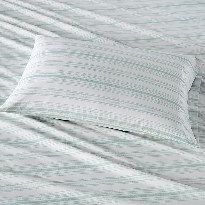 Comfort Spaces 100% Cotton Percale Sheets Full Sheet Set 4 Pcs, Good Vibes | Crisp, Cool & Breathable Bed Sheets, 14" Deep Pocket Fits Up to 16" Mattress, Lightweight, All Season Cozy, with Pillow Case