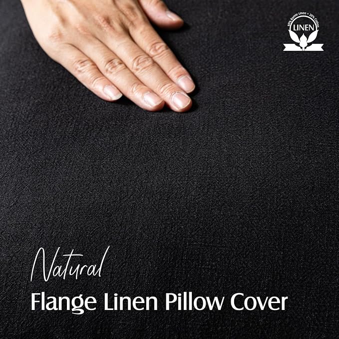 Foindtower Linen Solid Decorative Throw Pillow Covers 16x16 Inch Black | Pack of 2 Boho Farmhouse Morden Pillowcase,Accent Neutral Cushion Covers,Home Decor for Chair Couch Sofa Bedroom Living Room