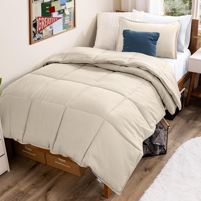 Bare Home Comforter Set - 1800 Ultra Soft (Twin/Twin XL, Sand) | All-Season, Breathable, Hypoallergenic, Premium 1800, Warm, Cozy