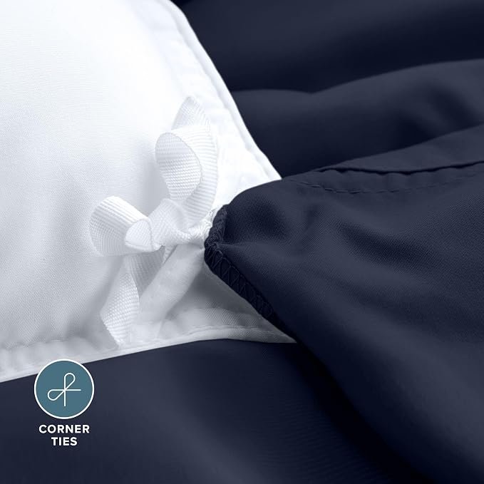 Bare Home Duvet Cover Set 1800 Ultra-Soft (Queen, Midnight Blue) | Lightweight, Cooling, Breathable, Premium 1800 Ultra-Soft, All-Season