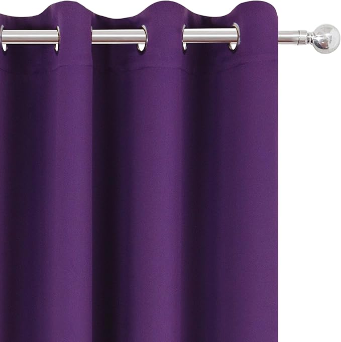 Purple Thermal Blackout Curtains/52 x 54 Inch/Set of 2 Panels Room Darkening Curtains for Bedroom