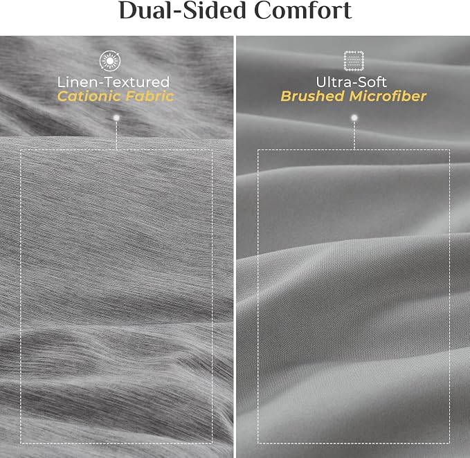 JOLLYVOGUE Grey King Comforter Set, Cationic Dyeing Bed in a Bag King 7 Pieces, Double-Tone Bedding Set with Down Alternative Comforter, Sheets, Pillowcases & Shams