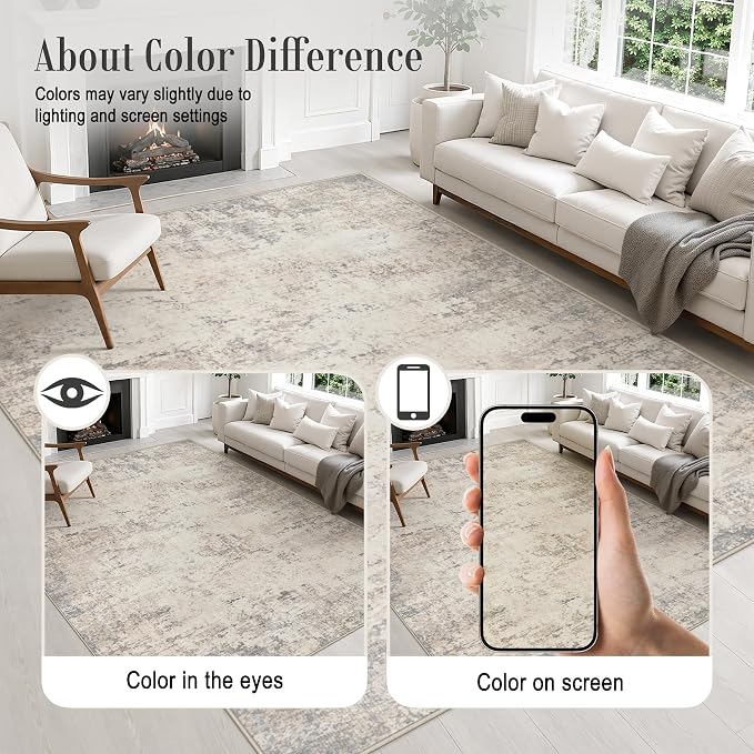 Area Rug Living Room: 3x5 Modern Washable Soft Carpet Brown Beige | For Hallway, Bedroom, Kitchen, Laundry, Bathroom,Door Mat,Modern Abstract,Machine washable,Non-Slip,Stain Resistant,Indoor
