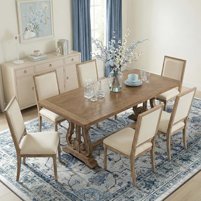 RELEANY Washable Area Rug, Large 10'x12', Blue/White/Gray | Non-Slip, Water Repellent, Pet Friendly, Easy to Clean, Vintage Floral Boho Decor for Living Room Bedroom Dining Room