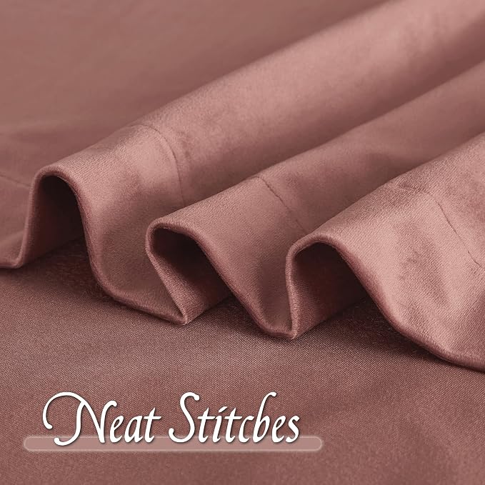 RYB HOME Velvet Curtains 102 inches Long, Extra Long High Ceiling Curtains | Thermal Insulated, Luxurious Home Decor, Curtains for Apartment Loft Large Windows, W52 x L102, Wild Rose, 2 Panels Set