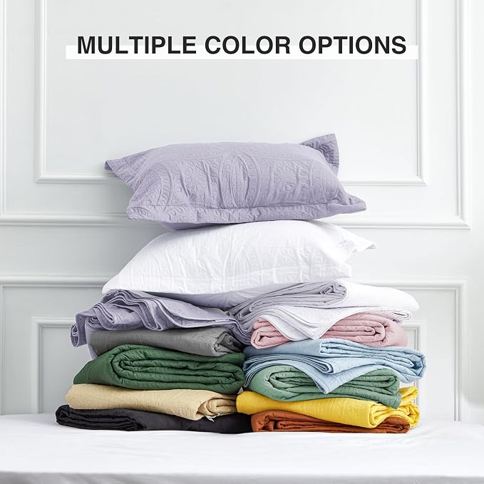 Love's cabin Oversized King Size Quilt Bedding Set Lavender Bedspreads - Oversized King Lightweight Bedspread Comforter - Coin Pattern Coverlet for All Season - 3 Pieces (1 Quilt, 2 Pillow Shams)