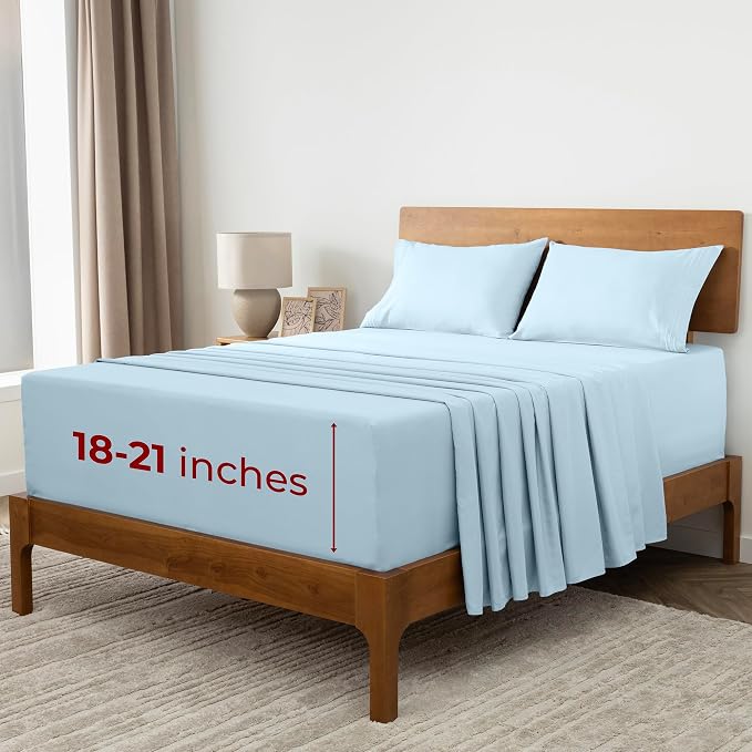 Mellanni Extra Deep Full Sheets - 4 PC Iconic Collection Bedding | Hotel Luxury, Ultra Soft, Cooling Bed Sheets - Wrinkle, Fade, Stain Resistant (Full, Aqua)