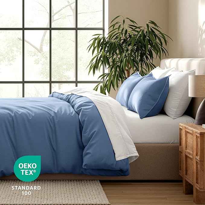 Bare Home Duvet Cover Set 1800 Ultra-Soft (King, Coronet Blue) | Lightweight, Cooling, Breathable, Premium 1800 Ultra-Soft, All-Season