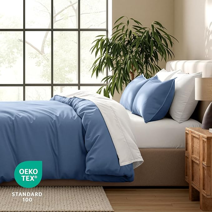 Bare Home Duvet Cover Set 1800 Ultra-Soft (Twin/Twin XL, Coronet Blue) | Lightweight, Cooling, Breathable, Premium 1800 Ultra-Soft, All-Season