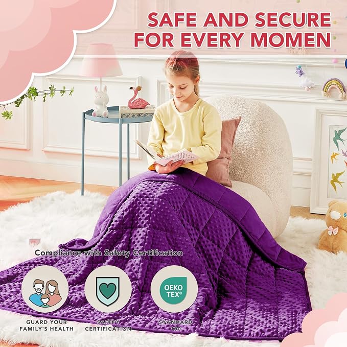 CuteKing Weighted Blanket - 40"x60" 7lbs Minky Dots Heavy Blanket with Glass Beads Soft Breathable for All-Season Summer Fall Winter Thick Comfort for Rest