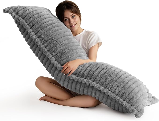 HIGOGOGO Memory Foam Body Pillow, Thickened Large Long Bed Pillow for Adults, Full Body Pillow with Removable Pillow Cover (20x54 Inch), Grey