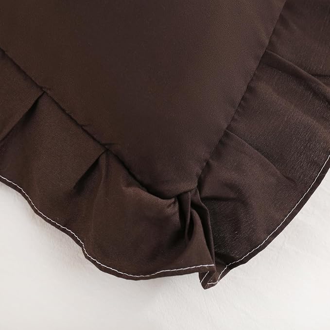 Merryword Dark Brown Body Pillow Cover 20x54inches Chocolate Long Pillowcase Ruffled Body Pillowcases Cute Pillowcase Pillow Sham (1 Body, Chocolate)