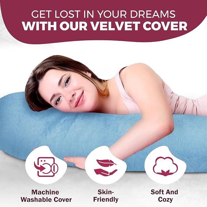 Pregnancy Pillows for Sleeping – 57-Inch Maternity Pillow for Pregnant Women with Removable Washable Cover – Support for Back, Belly, Neck, Legs, & Hips – V C U Shaped Full Body Pillow