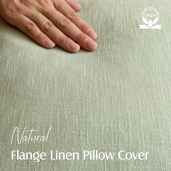 Foindtower Linen Solid Decorative Throw Pillow Cover 18x18 Inch Light Green | Pack of 2 Boho Farmhouse Neutral Pillowcase,Soft Euro Accent Cushion Covers,Home Decor for Bed Couch Sofa Bedroom Living Room