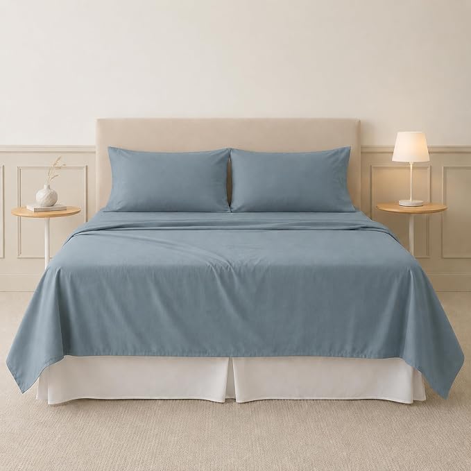 Modern Threads Soft Microfiber Solid Sheets - Luxurious Microfiber Bed Sheets - Includes Flat Sheet, Fitted Sheet with Deep Pockets, & Pillowcases Ocean Twin