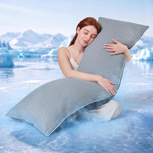 YZ HOME Cooling Body Pillow for Adults,Cold Touch Fabric(Dark Grey,20"x54") | Body Pillow for Side Sleeper,Shredded Memory Foam,Removable Washable Cover