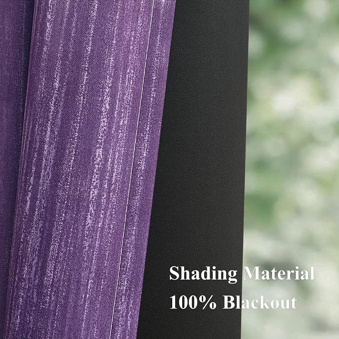 MIULEE Purple and Greyish White Ombre Blackout Curtains 52Wx54L Set of 2 | Full Room Darkening,Thermal Insulated,54 Inch Long,Grommet Drapes for Bedroom/Living Room,Modern Window Treatments