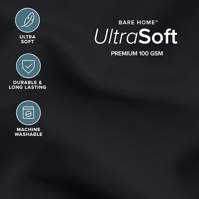 Bare Home Cal King Comforter Set - 1800 Ultra Soft (California King, Black) | All-Season, Breathable, Hypoallergenic, Premium 1800, Warm, Cozy