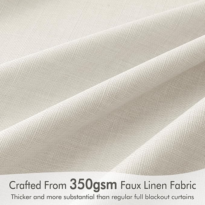 MIULEE 100% Blackout Back Tab Pleat Linen Curtains 50" Wx120 L,Grey Beige | 2 Panels,Thick Faux Linen,Textured Drapes,with Hooks,for Bedroom Living Room,Black Out,Room Darkening